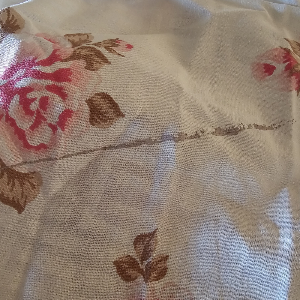 Vintage MCM Percale Floral Sheet - Craft Fabric - Imperfect - Picture 6 of 6